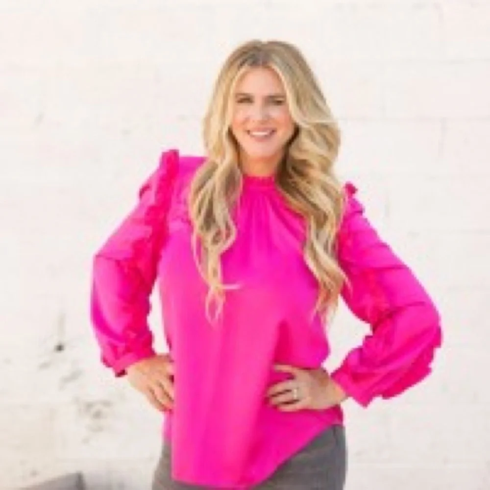 J. Crew Pink Puff Sleeve Ruffled Blouse